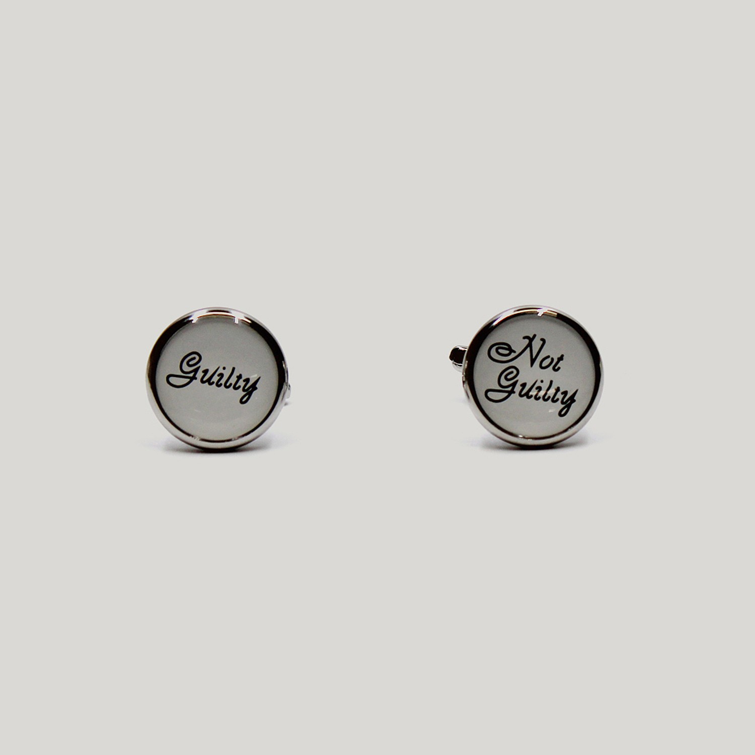 Guilty Not Guilty Rhodium Cufflink