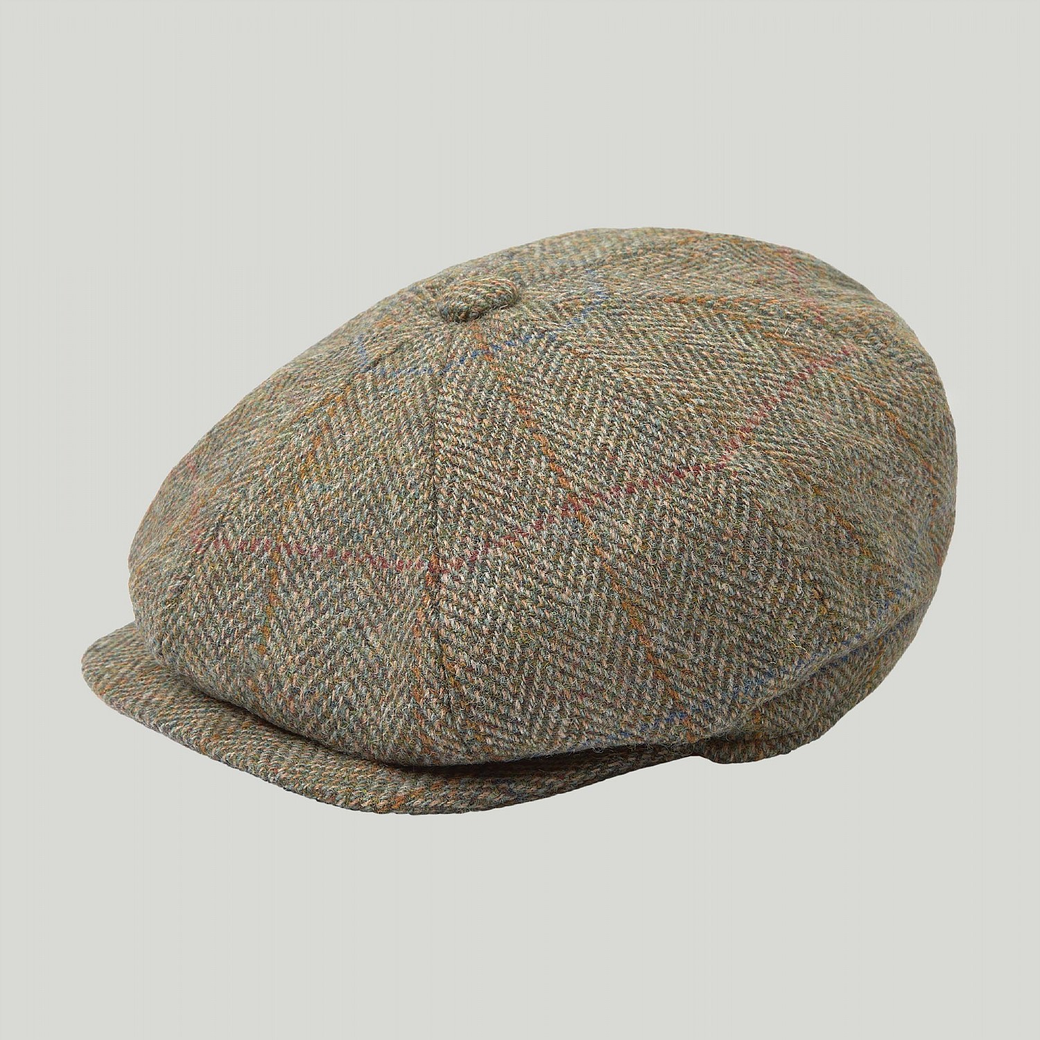 Men's Brown Harris Tweed Baker Boy Cap