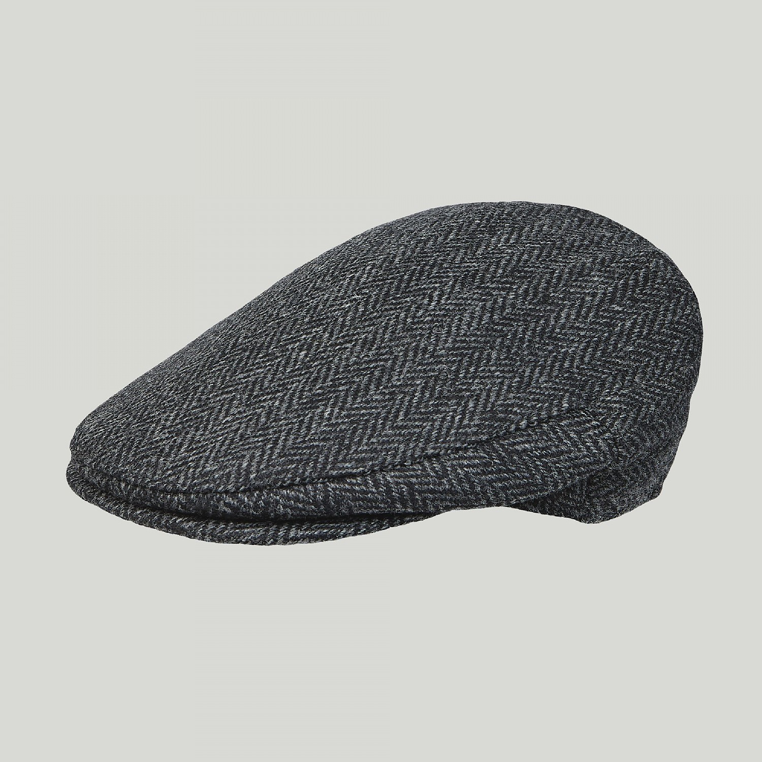 Men's Grey Herringbone Harris Tweed Flat Cap