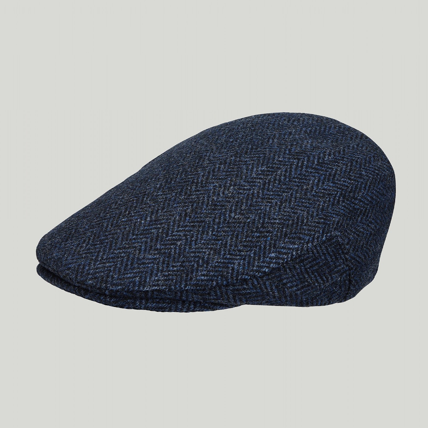 Dark blue herringbone wool flat cap