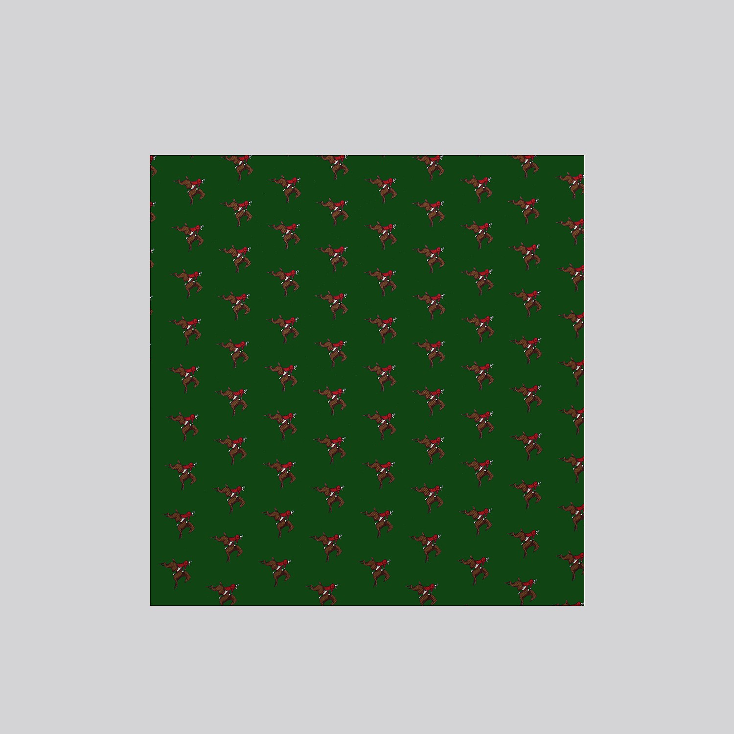 Dark Green Horses Printed Silk Hank
