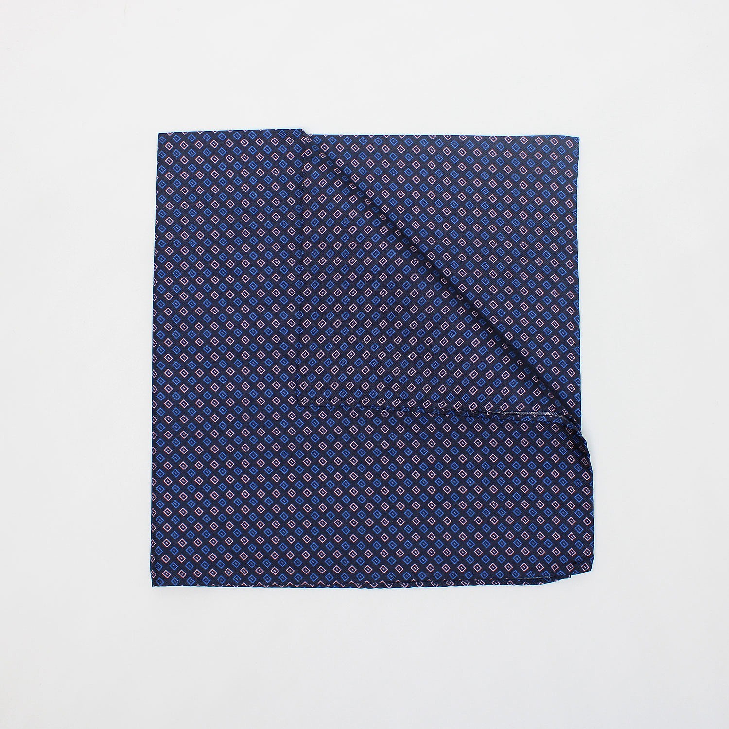 Pink And Blue Squares Printed Silk Hank