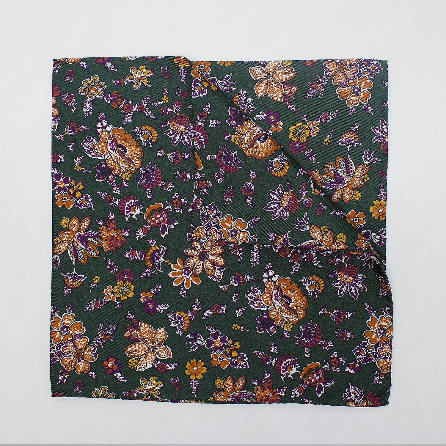 Dark Green Leaves Printed Silk Hank