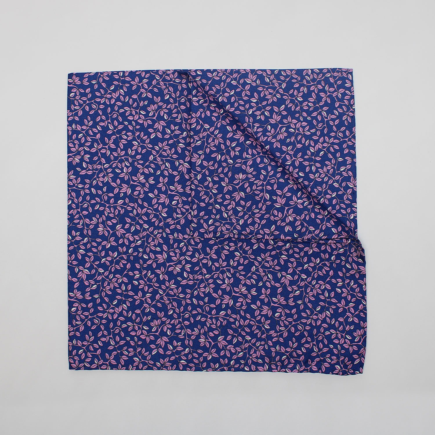 Navy And Pink Vines Printed Silk Hank