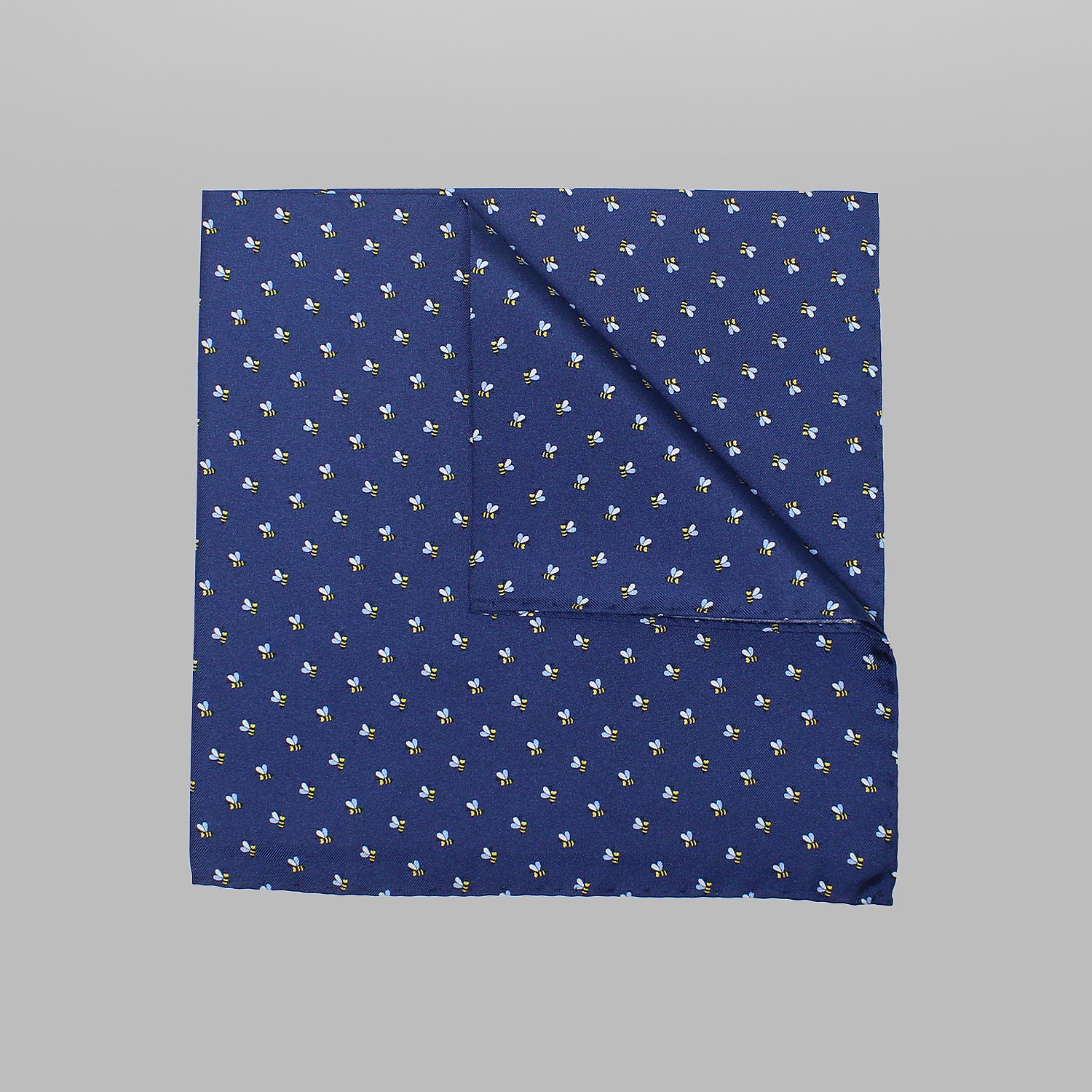 Navy Bees Printed Silk Hank
