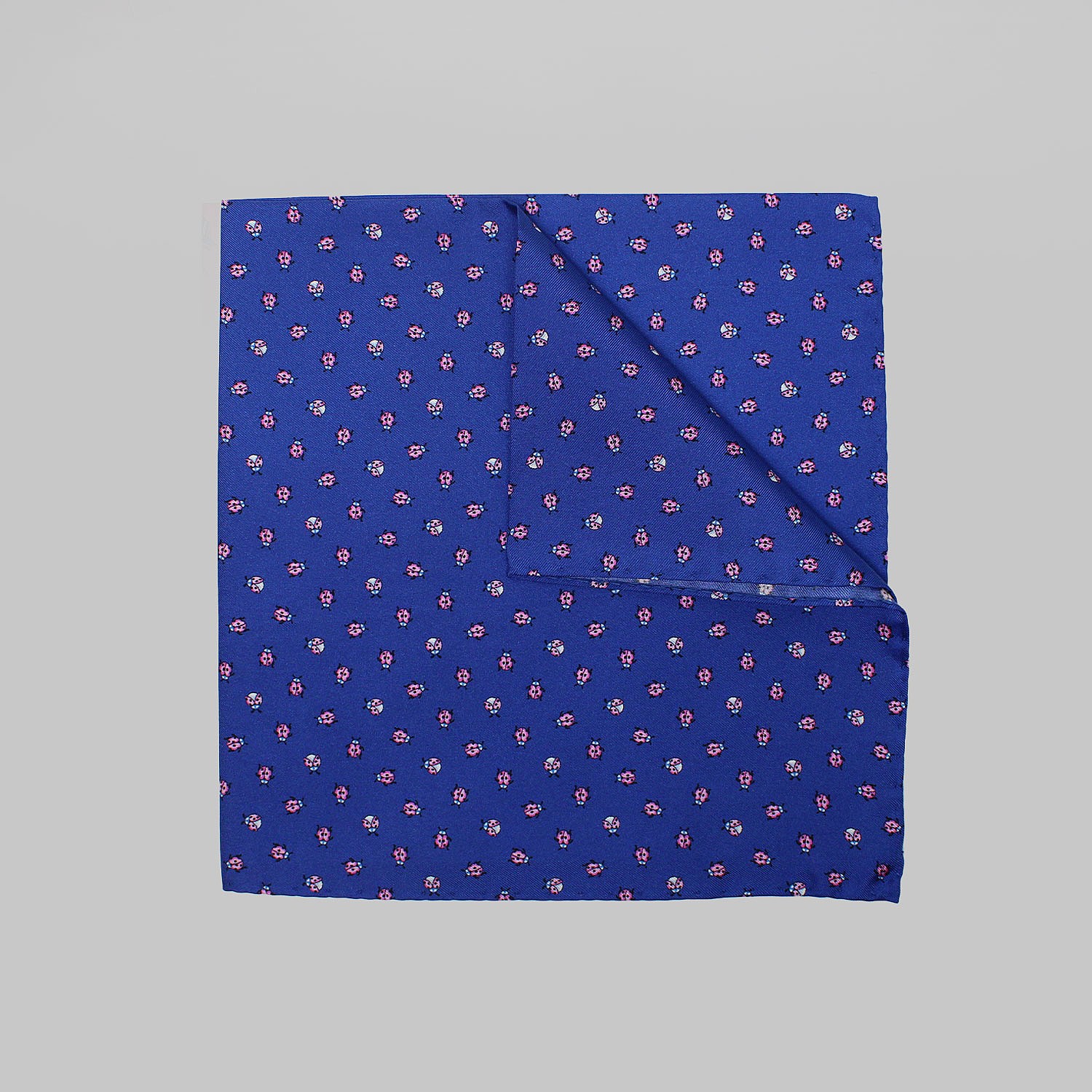 Dark Blue Ladybirds Printed Silk Hank