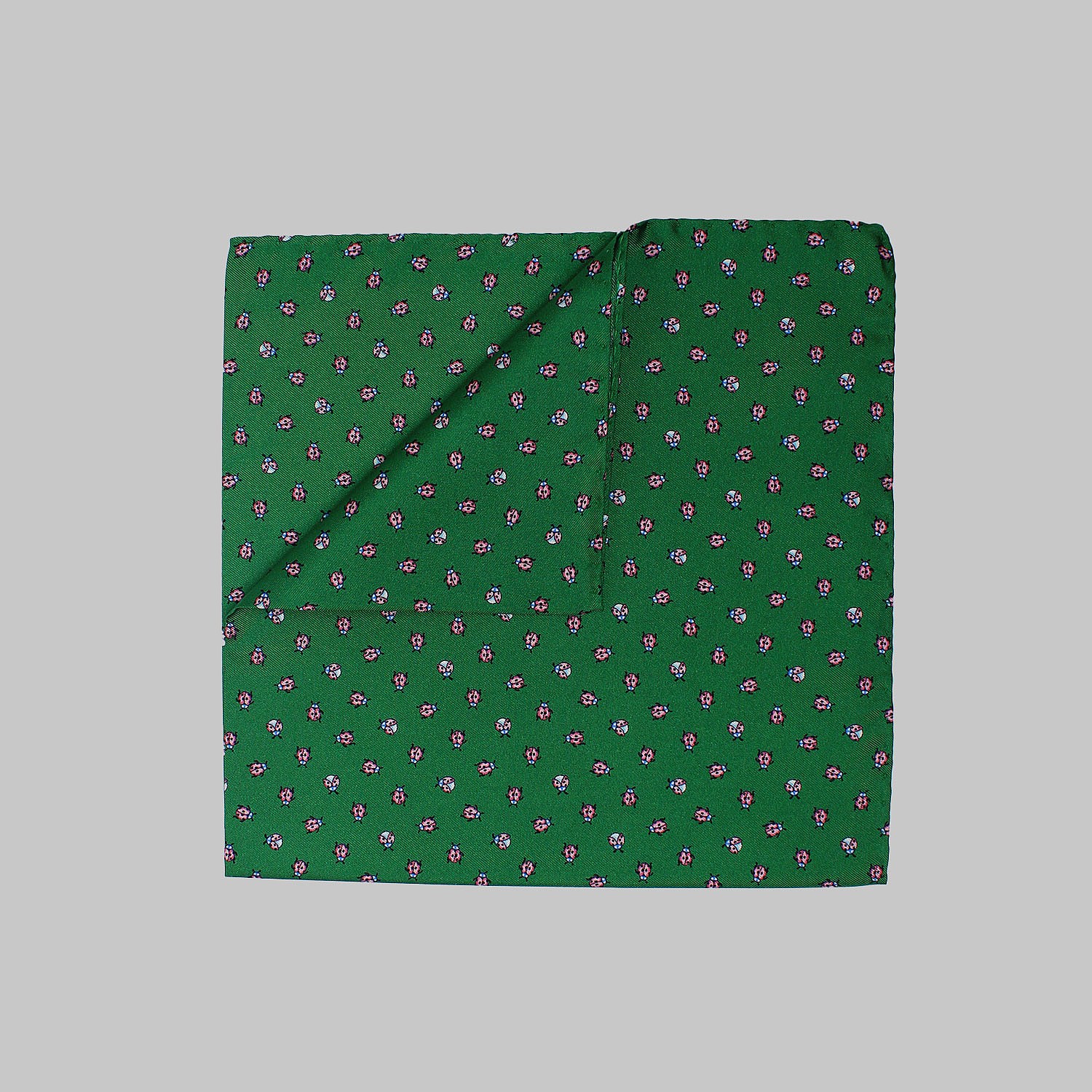 Green Ladybirds Printed Silk Hank
