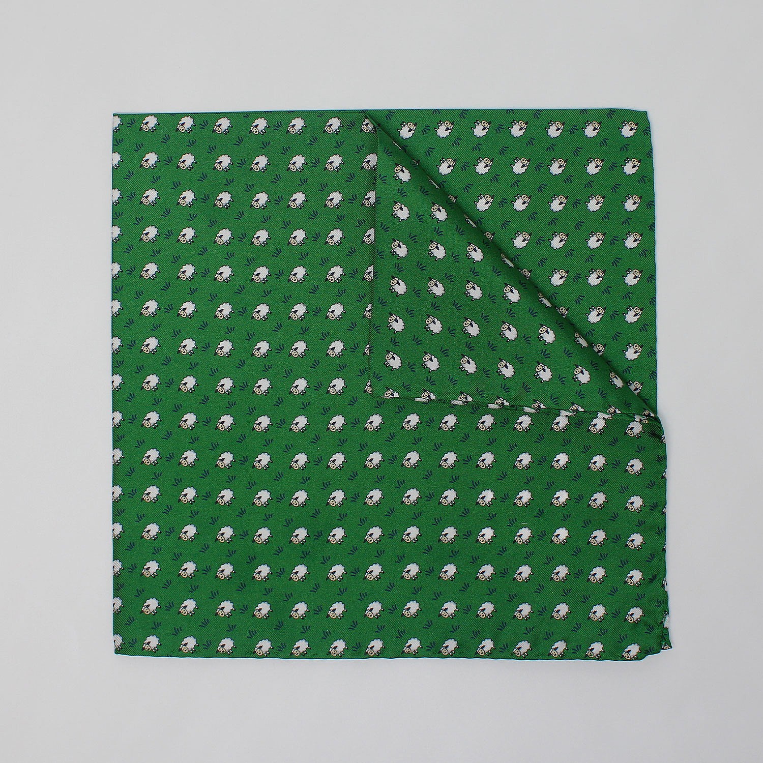 Green Sheep Printed Silk Hank