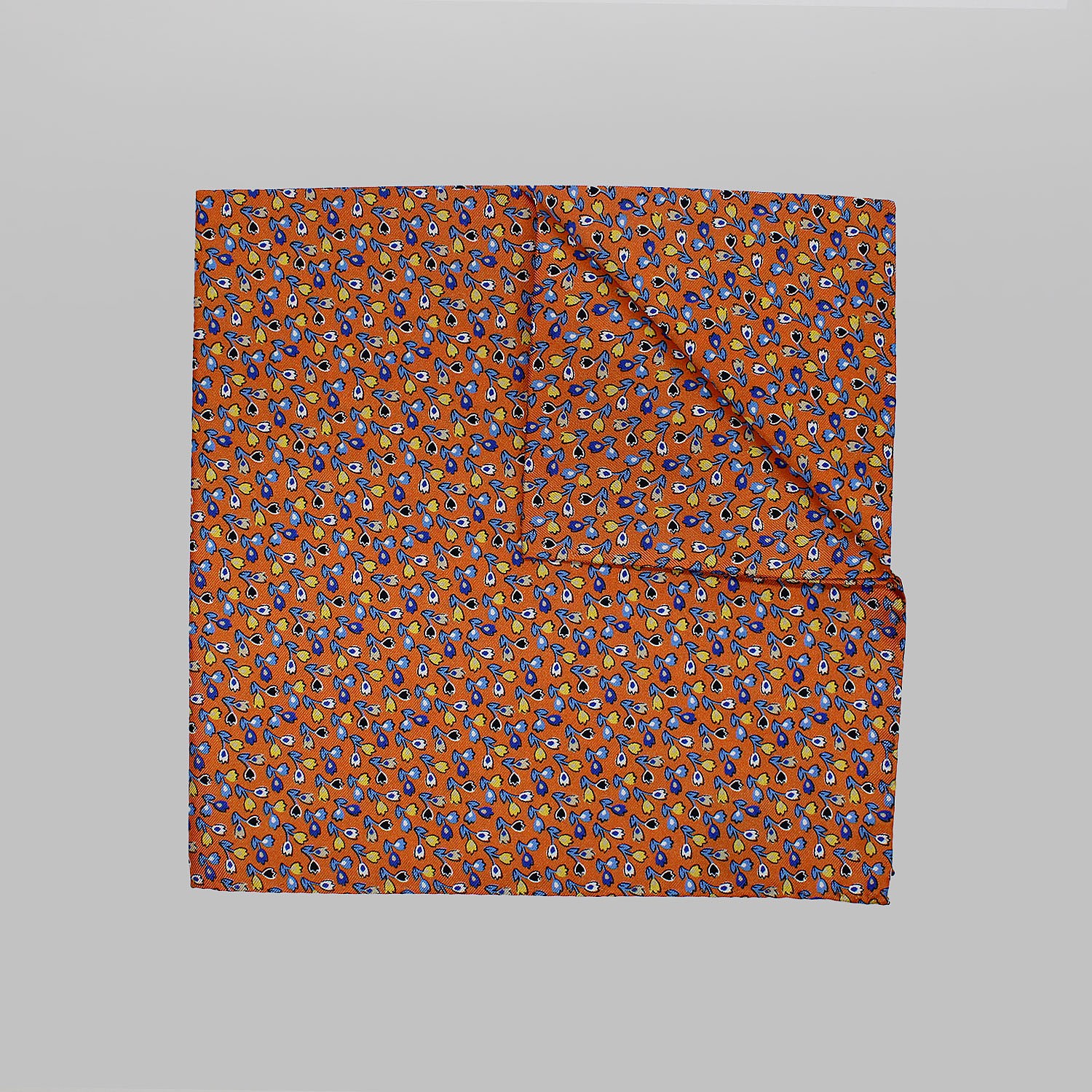 Orange Twin Floral Printed Silk Hank