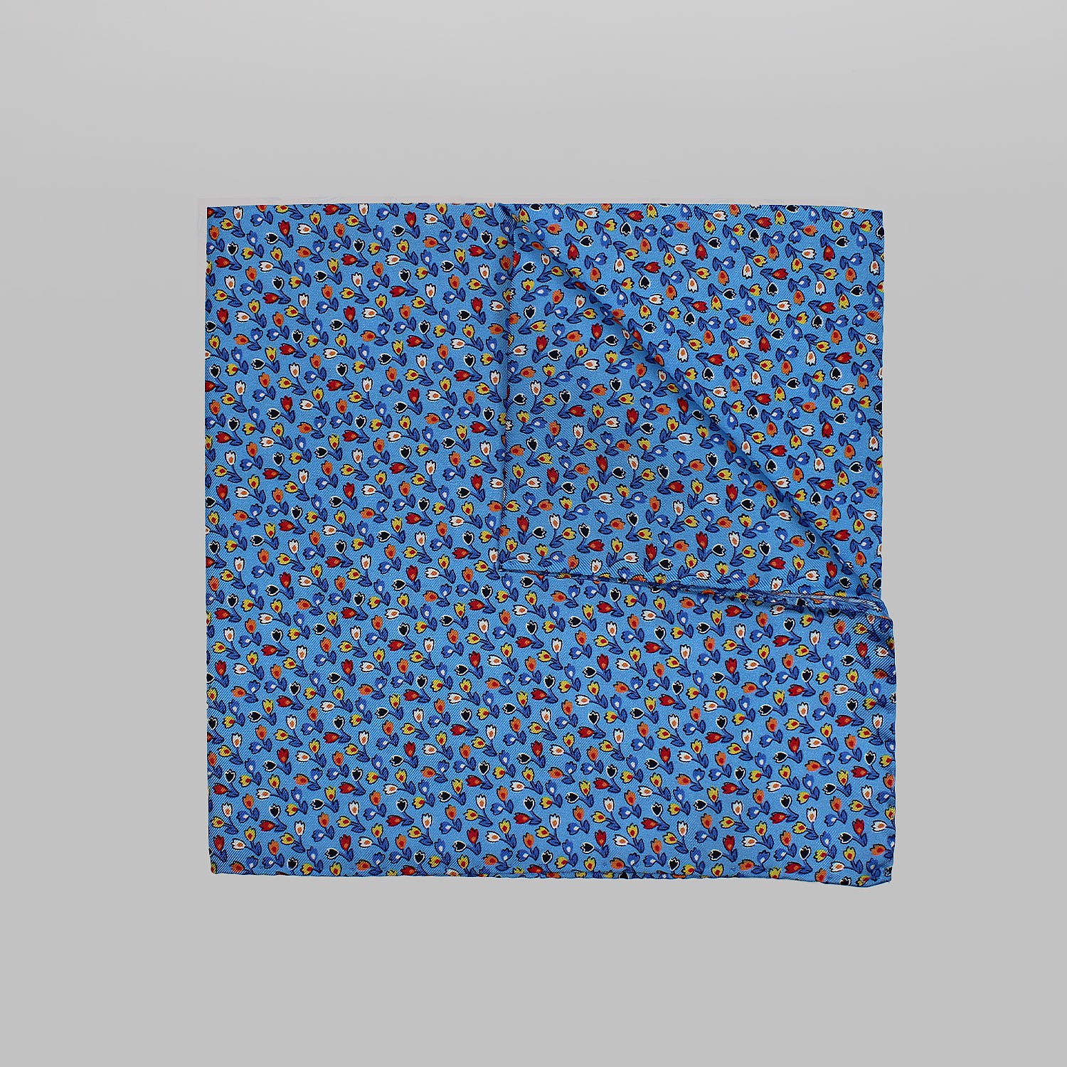 Sky Blue Twin Floral Printed Silk Hank