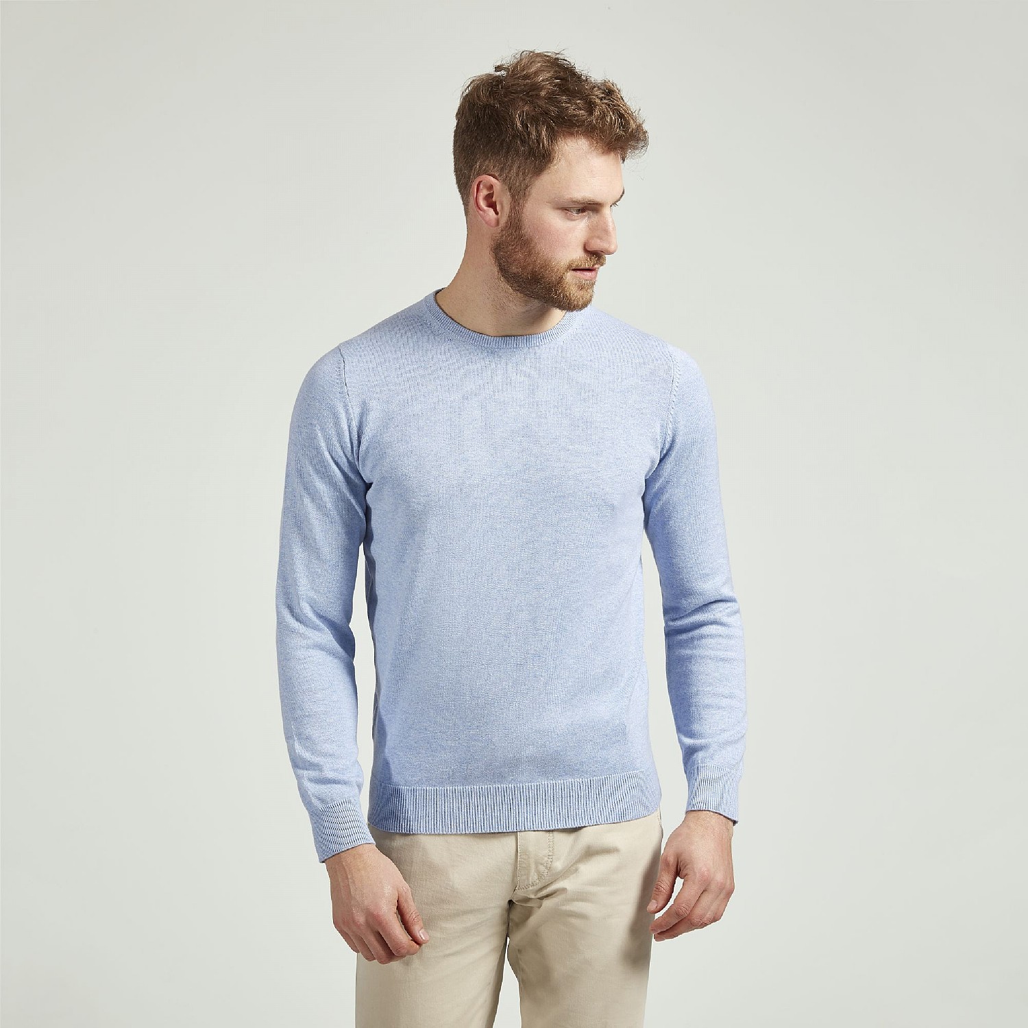 light blue crew neck sweater