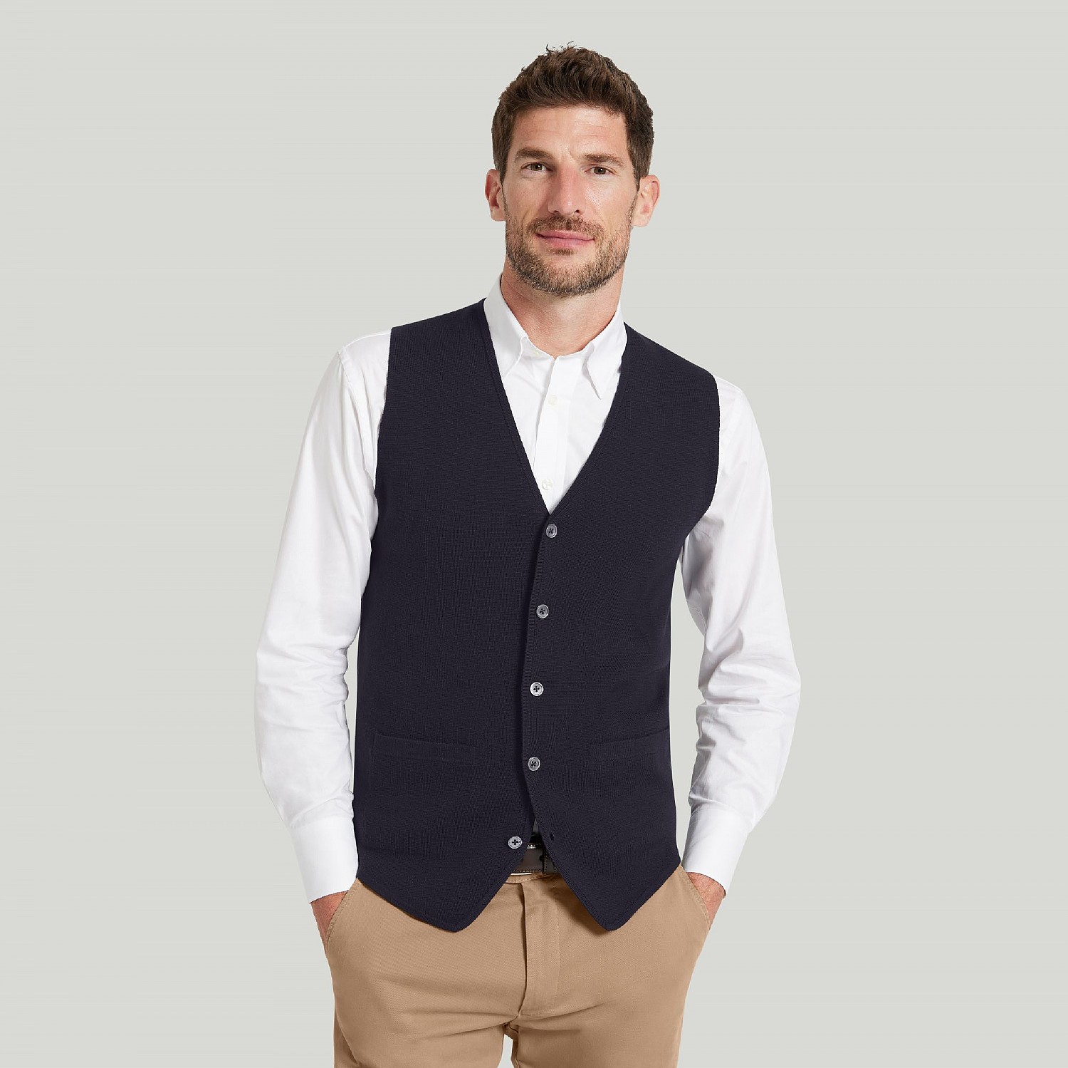 Vest Merino Waistcoat Men's Navy Knitted Merino Waistcoat