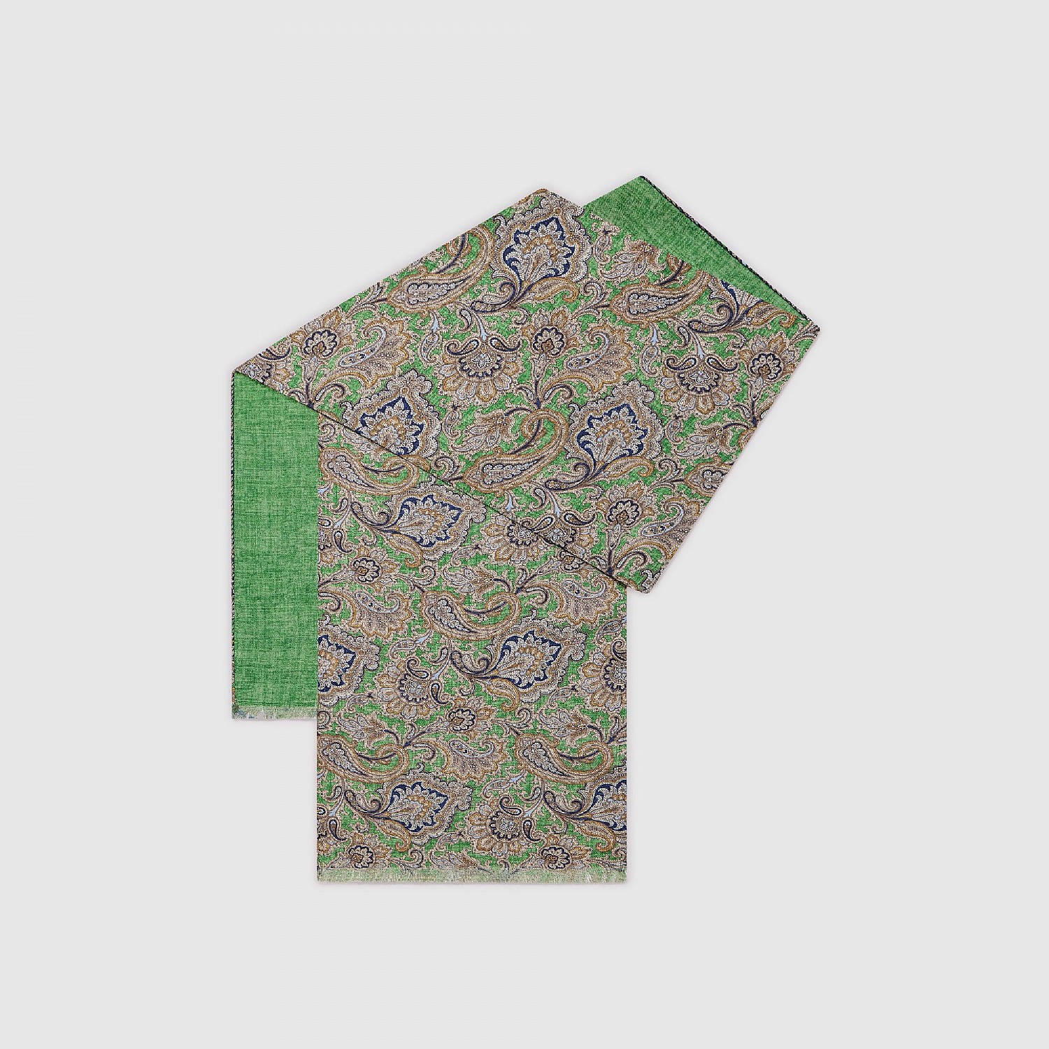 Green paisley silk scarf for colourful menswear styling