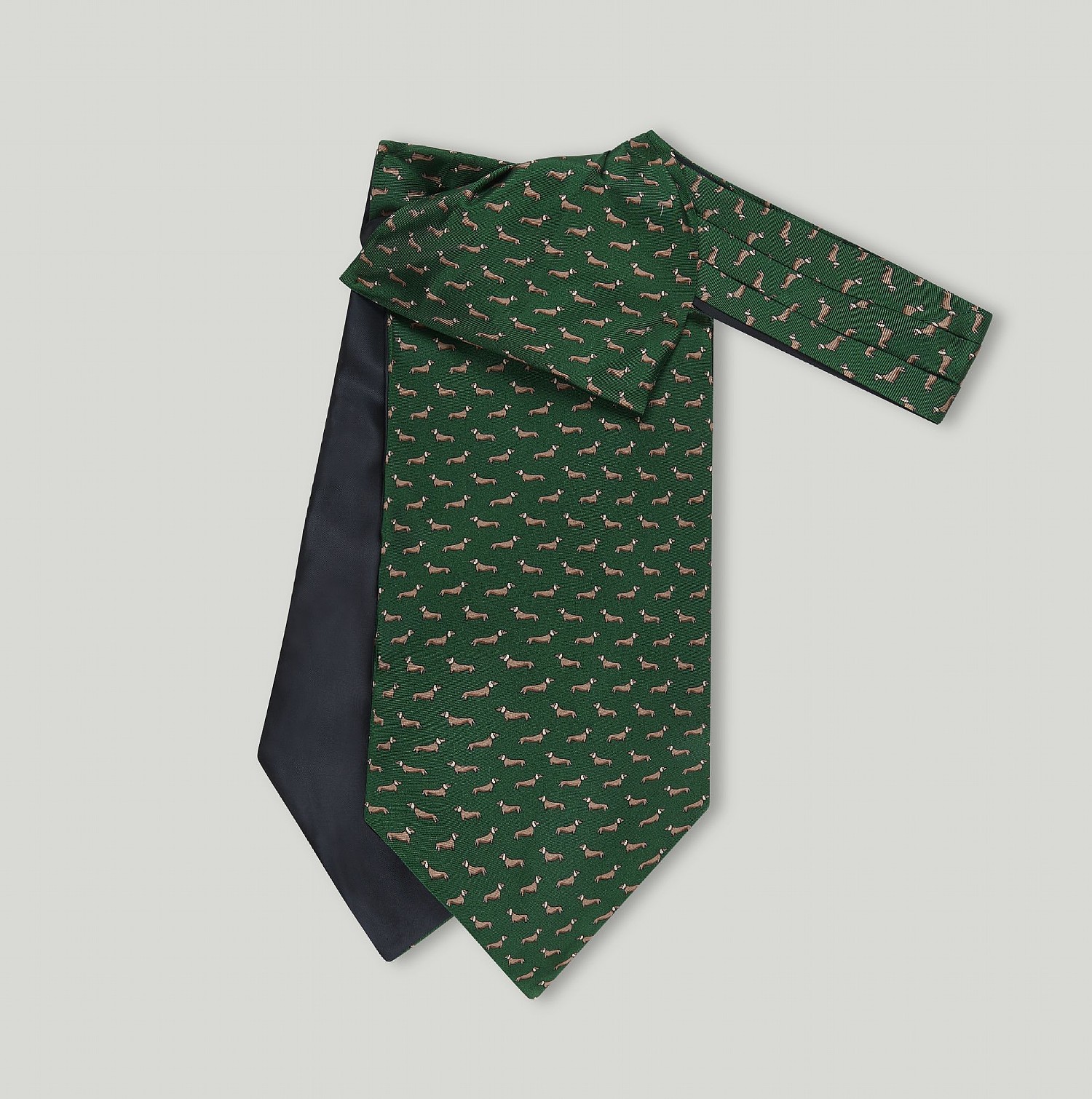 Green Dachshund Printed Silk Cravat