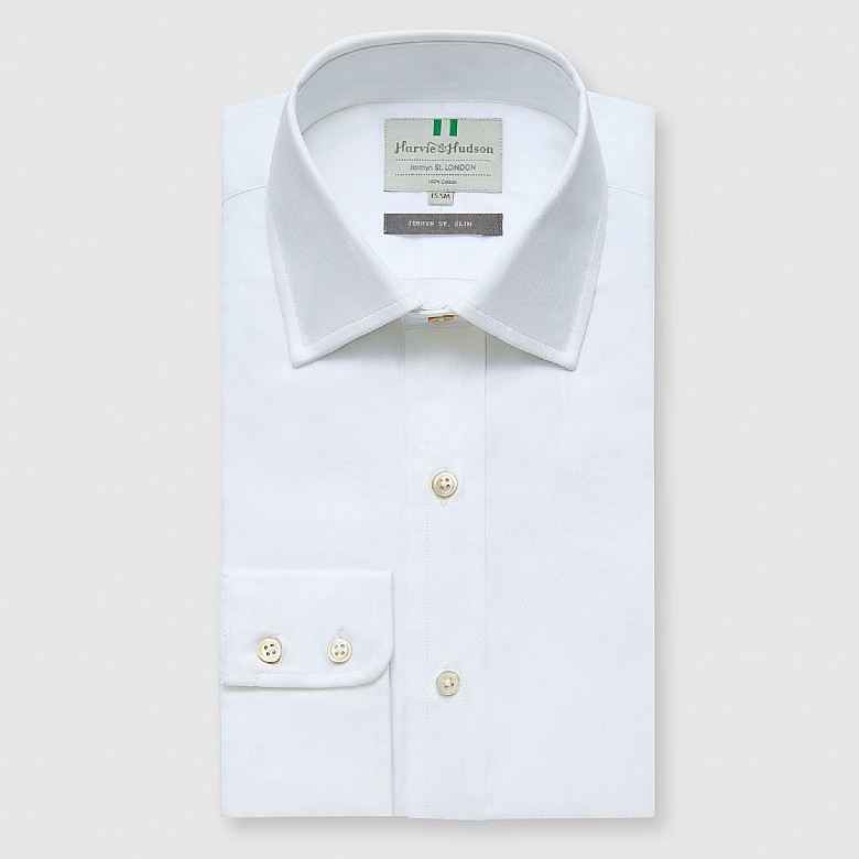 Men's Cream Poplin Double Cuff Shirt | Men's Luxury Dress Shirts | Harvie &  Hudson