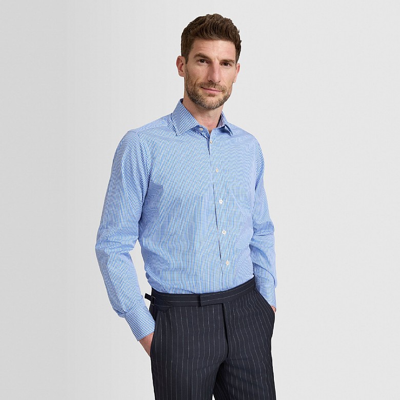 Men's Blue Mini Check BC Classic Fit Shirt