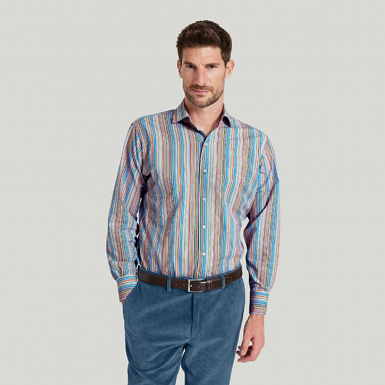 Men's Multicoloured Stripe Cotton Casual Shirt
