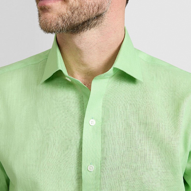Men's Green Linen and Cotton Shirt