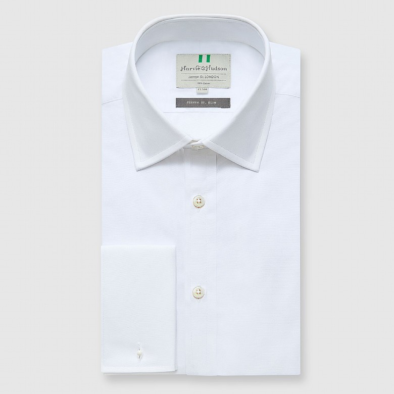 Men's Blue Fine Stripe White Collar and Cuffs DC Classic Fit Shirt