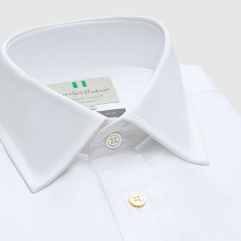 Men's White Fine Twill Slim Fit Shirt