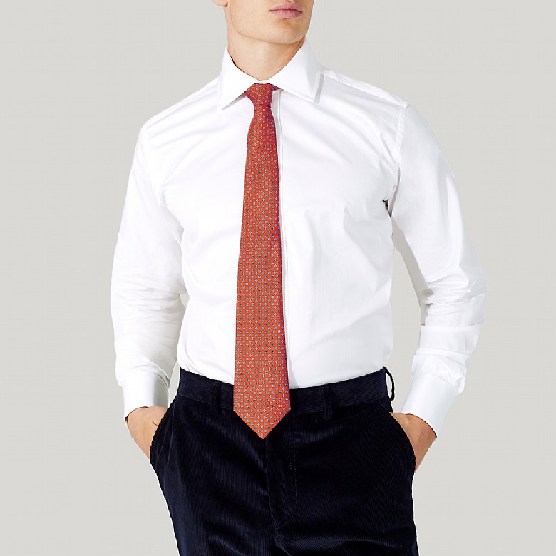 Blue Fine Twill Classic Double Cuff Shirt - Harvie and Hudson