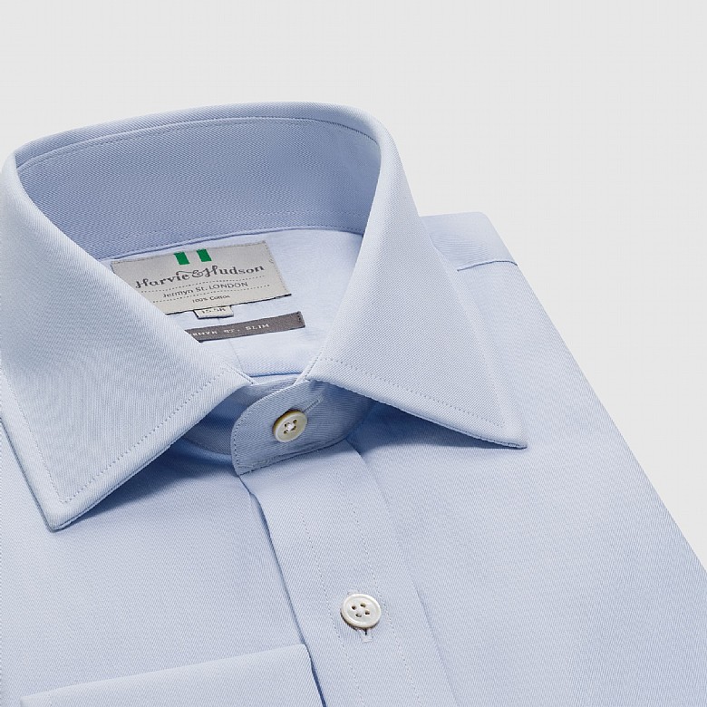 Men's White Fine Twill Slim Fit Shirt
