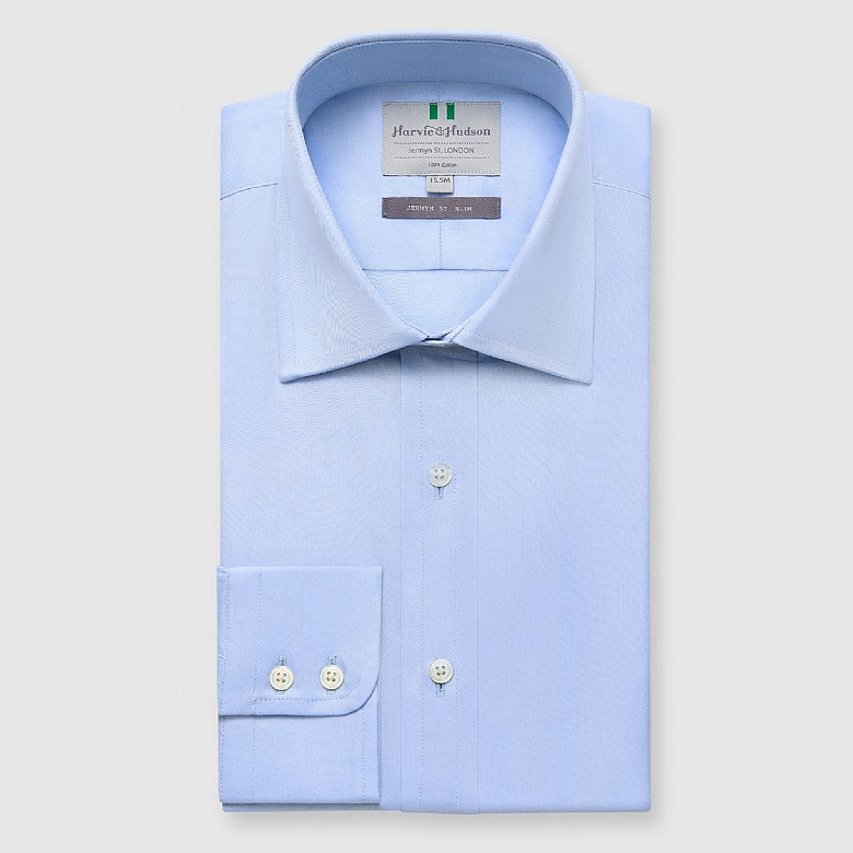 Men's Blue Fine Stripe White Collar and Cuffs DC Classic Fit Shirt