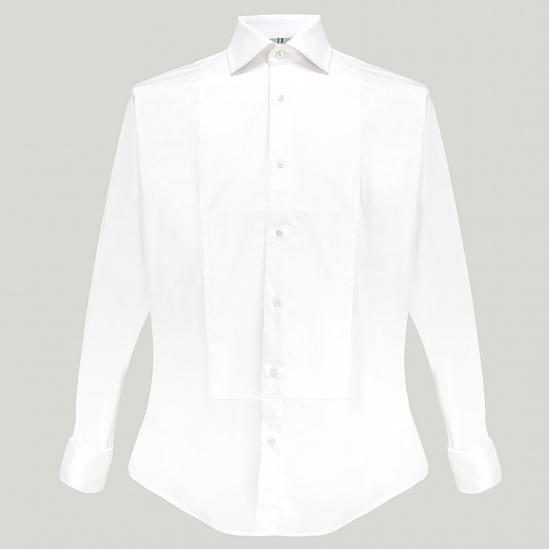green emerald velvet dress Turnbull & Asser White Pleated Cotton Dress Shirt with T&A Collar and Double Cuffs main image 1