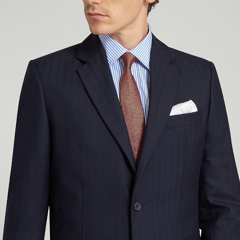 Men's Navy Herringbone Wool Suit