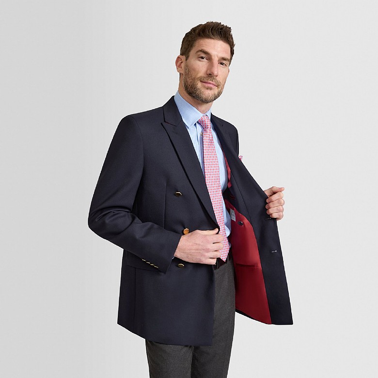 Navy Wool Covert Coat - Harvie and Hudson