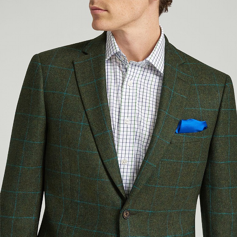 Men's Dark Green Lambswool Check Jacket