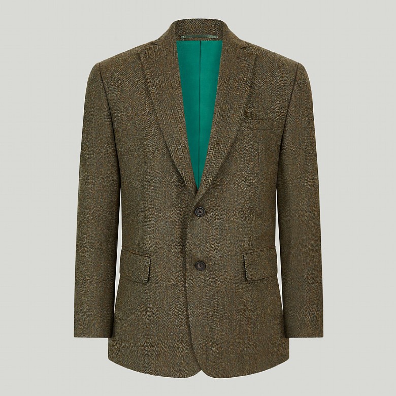 Men's Mid Brown Herringbone Lambswool Jacket