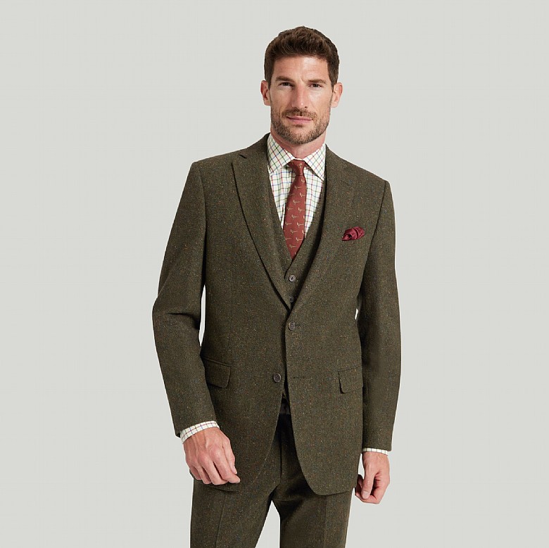 Men's Olive Green Check Wool Jacket