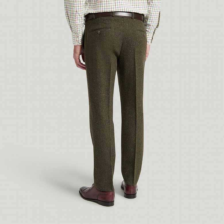 Men's Olive Green Check Wool Trouser