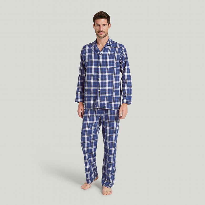 Men's Blue Check Cotton Pyjama