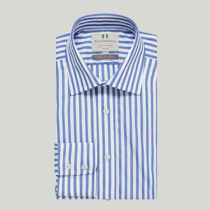 Blue Bold Stripe Button Cuff Classic Shirt