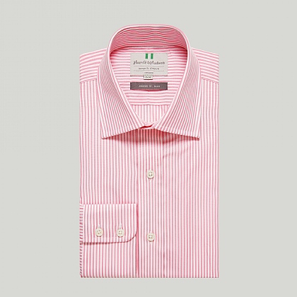 Pink Bengal Stripe Button Cuff Slim Shirt