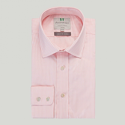Pink Gingham Button Cuff Classic Fit Shirt