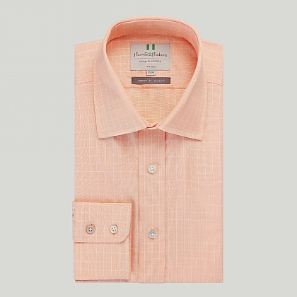 Apricot Check Button Cuff Classic Fit Shirt