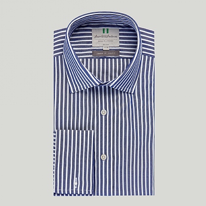 Navy Stripe Double Cuff Classic Fit Shirt
