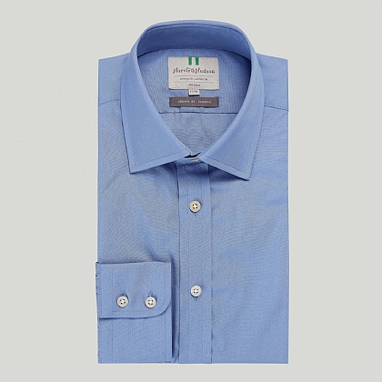 Horizon Blue Plain Button Cuff Classic Fit Shirt