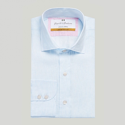 Blue and White Stripe Pure Linen Shirt