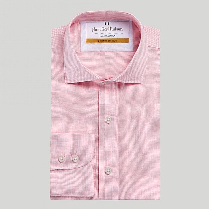 Pink Check Pure Linen Shirt