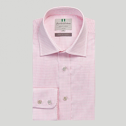 Pink Grid Check Button Cuff Classic Fit Shirt