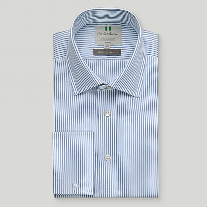 slim fit dress slacks Men's Long Sleeve Shirts | Howard Classic Blue Check main image 0