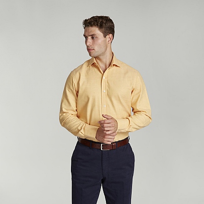 Yellow Herringbone Casual Shirt