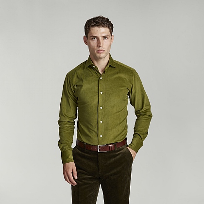 Green English Cord Casual Shirt