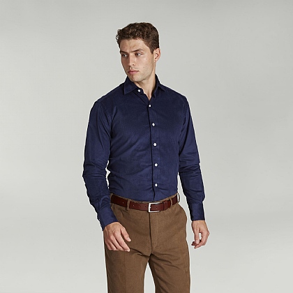 Navy English Cord Casual Shirt