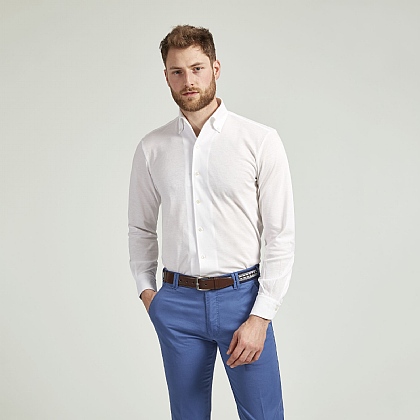 White Cotton Button Down Casual Shirt