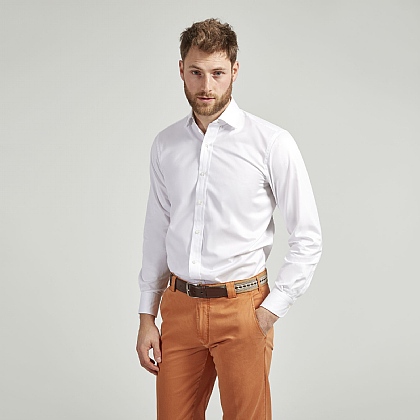 White Cotton Casual Shirt Print Contrast